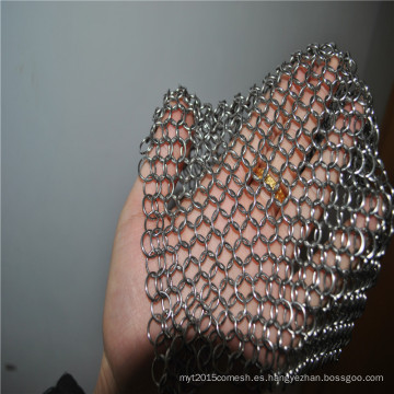 Depurador del chainmail del limpiador del arrabio de la malla del anillo del metal 6 * 8inch